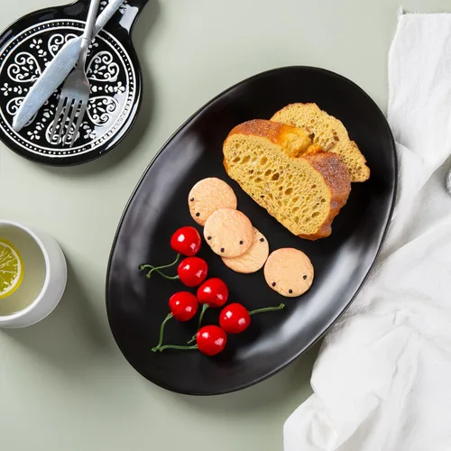 Vista 7 de Platos de porcelana para servir, bandejas grandes de 12 pulgadas, platos ovalados para aperitivos de postre, carne/entretenimiento/fiesta, juego