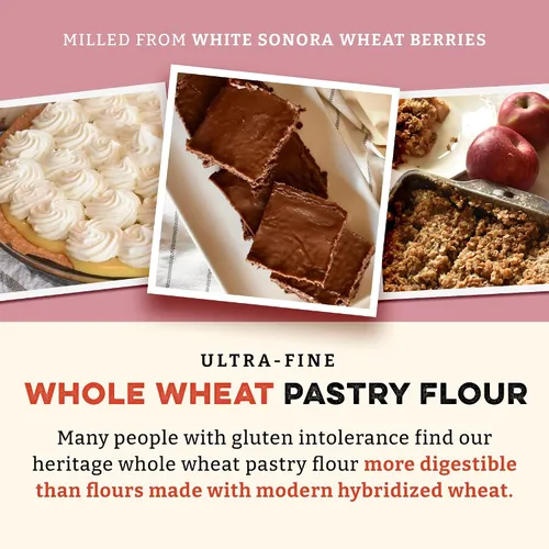 Vista 5 de Sunrise Flour Mill USDA Organic Heritage - Harina de repostería de trigo integral – 2 libras Ideal para personas sensibles al gluten Más fácil