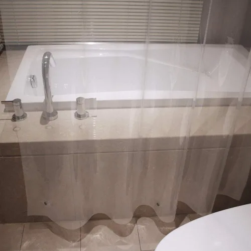 Vista 4 de AooHome Eva - Forro de ducha pequeño de 36 x 72 pulgadas, cortina de baño transparente de calibre 8 con ganchos, imanes inferiores, impermeable