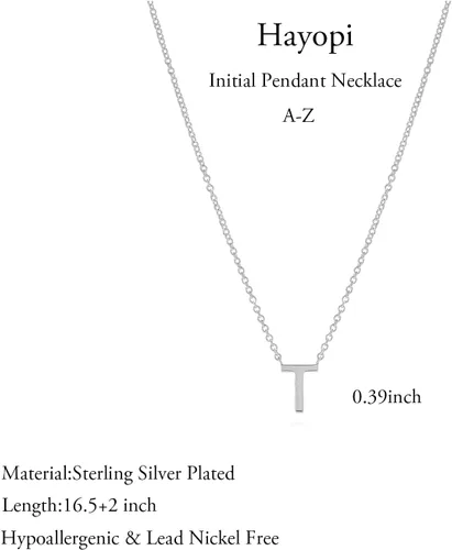 Vista 5 de Hayopi Initial Necklaces for Women,Dainty Silver Letter Necklace Name Personalized Monogram Pendant Necklace Simple Cute Initial Necklace Choker