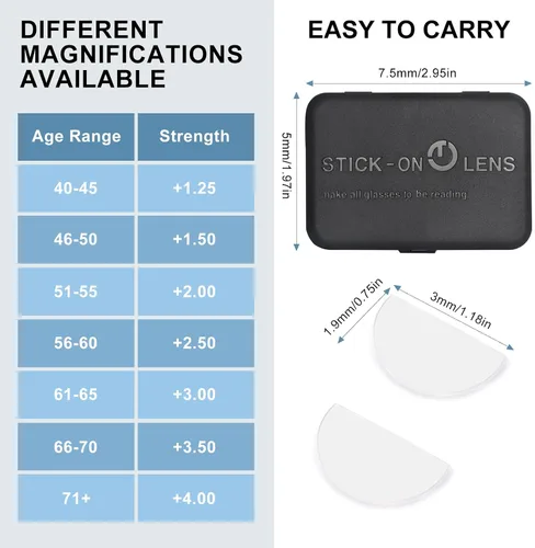 Vista 7 de OKH Paquete de 3 lentes de lectura adhesivos, lentes bifocales de aumento adhesivo para lentes de sol, gafas de seguridad, no necesita agua