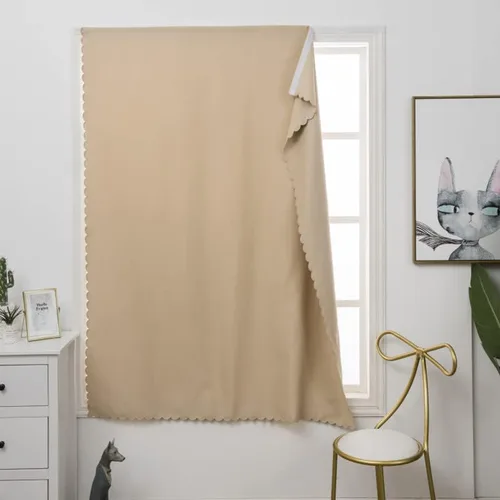 Vista 11 de GYROHOME Cortinas opacas autoadhesivas con diseño superior para ventana de cocina, paneles de cortina con aislamiento térmico y alzapaños sin Beige