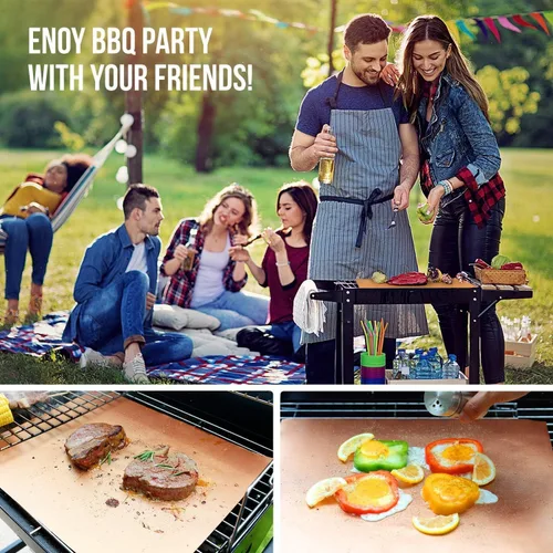 Vista 6 de LOOCH Juego de 5 alfombrillas antiadherentes para barbacoa, reutilizables