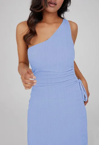 Vista 5 de AOHITE Vestido largo sexy de un hombro sin mangas con abertura lateral para mujer