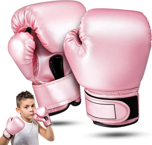 Vista 9 de Garneck Guantes de boxeo para niños, guantes de entrenamiento, guantes de entrenamiento Junior Punch PU cuero relleno de esponja para niños pequeños