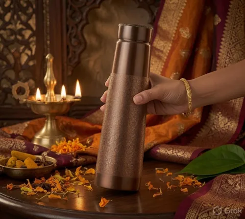 Vista 4 de Pure Copper Water Bottle Set 1L Extra Large Hammered Engraved