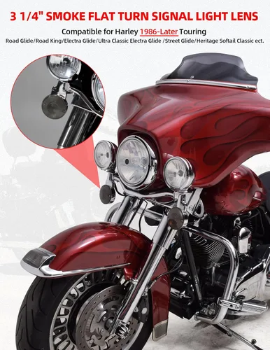 Vista 7 de Amazicha Smoke - Kit de cubiertas de lentes direccionales planas de 3 1/4 pulgadas compatible con Harley Davidson Touring Road King Road Glide