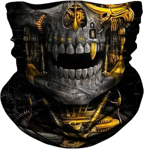 Vista 24 de Máscara facial con polaina para el cuello, bufandas, bandanas Gris (Grey Skull)