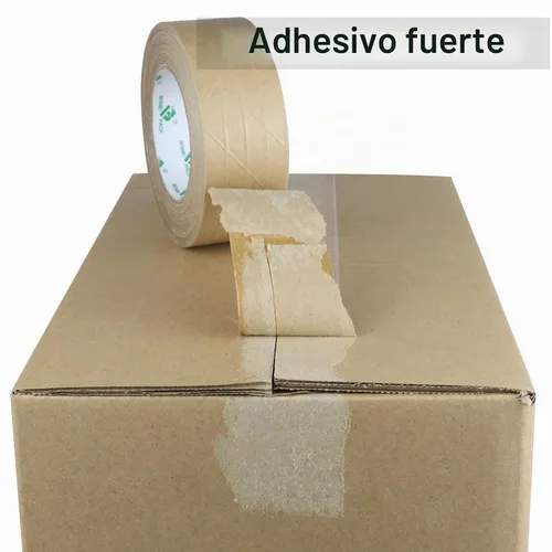 Vista 4 de BOMEI PACK Paquete de 2 cintas de papel kraft reforzadas, cinta de embalaje autoadhesiva de papel engomado, para embalaje resistente, envío, mudanza