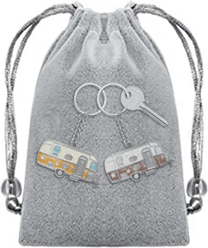 Vista 7 de Llavero de casa rodante con texto en inglés "Happy RV", llavero para parejas, regalo para hombres y mujeres, accesorios de campamento, paquete de 2