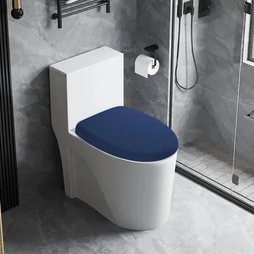 Vista 4 de Funda elástica para tapa de inodoro de elastano, funda gruesa para asiento de inodoro para baño, funda suave y lavable, se adapta a la mayoría