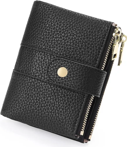 Vista 12 de GOIACII Cartera pequeña para mujer con doble bolsillo con cremallera RFID bloqueo cartera de cuero para mujer