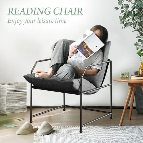 Vista 5 de Silla de acento para sala de estar, sillas cómodas de lectura para dormitorio, silla de salón tapizada, silla de brazo moderna de mediados de siglo