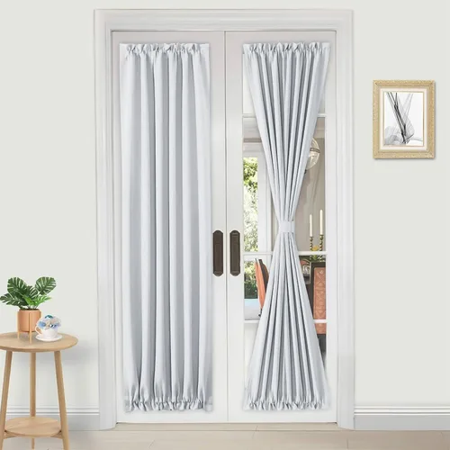 Vista 143 de DWCN Cortinas para Puertas Francesas – Cortinas opacas térmicas con bolsillo para barra para puertas con ventana de cristal, puertas de cocina