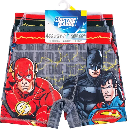 Vista 2 de DC Comics Calzoncillos bóxer de superhéroe para niño con Batman, Flash, Superman y más, tallas 4, 6, 8, 10, 12