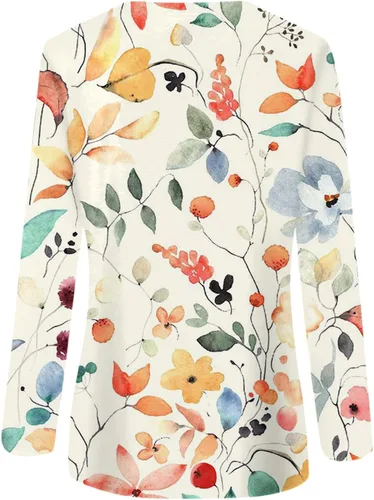 Vista 4 de LPIGOH Camisas de manga larga para mujer, camisetas de manga larga con cuello redondo, camisetas básicas, cómodas, estampadas, blusas