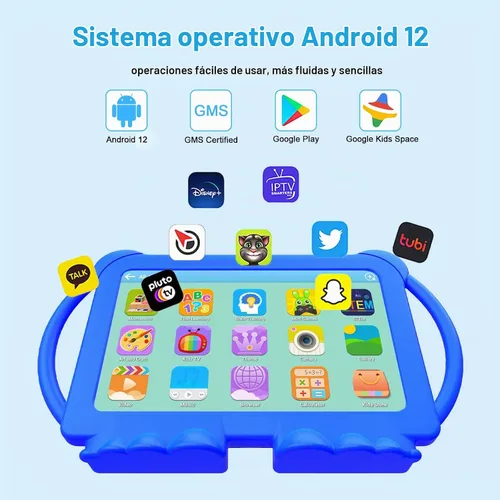 Vista 4 de HOTTABLET Tableta para niños de 7 pulgadas, Android 12, 4 GB de RAM, 32 GB de ROM, expansión de 512 GB, con control parental, WiFi, Bluetooth