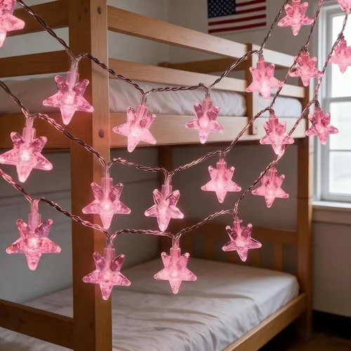 Vista 14 de Cadena de luces con estrellas, 30 LED de cristal, funciona con pilas, 10 pies, decoración para dormitorio