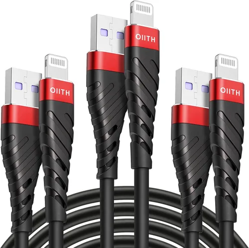 Vista 11 de Cable de carga corto con certificación MFi para iPhone, paquete de 3 unidades de 1 pie, 12 pulgadas para cable de carga Lightning, cable de datos