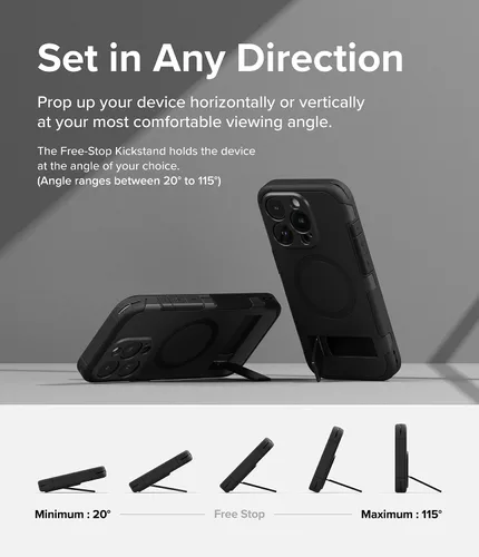 Vista 5 de Ringke - Funda para iPhone 15 Pro Max [todo negro] Compatible con MagSafe, funda protectora con soporte, imán potente, protección mejorada