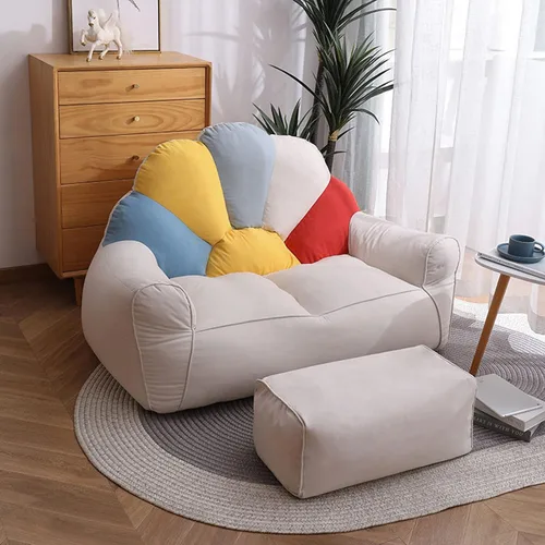 Vista 13 de HWOEK Lazy Sofa puff con reposapiés – sin relleno, funda suave para puf, almacenamiento de animales de peluche o asiento de tumbona de espuma