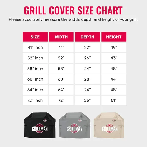 Vista 6 de Grillman Funda para parrilla, cubiertas de barbacoa al aire libre, carbón, parrillas de gas, impermeable, a prueba de rasgaduras, resistente a