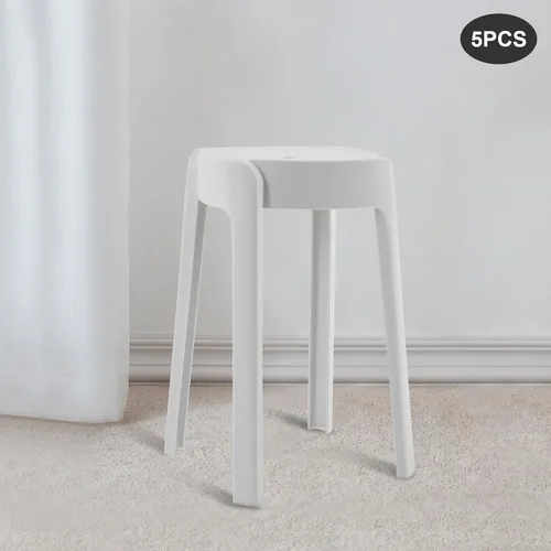 Vista 2 de Taburetes apilables de plástico de 18 pulgadas, 5 unidades, sillas apilables portátiles, taburetes de bar sin respaldo para niños, taburete