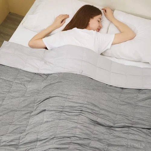 Vista 5 de Satwip - Manta con peso de 10 libras tamaño individual, manta con peso refrescante para personas que duermen calientes, jersey de moiré fresco