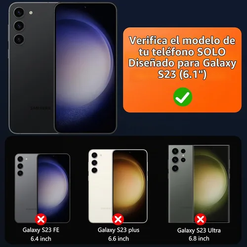 Vista 8 de Funda para Samsung Galaxy S23 con un 200% más fuerte magnético, funda para teléfono S23 con protector de pantalla, protección de grado militar