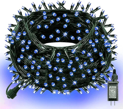 Vista 19 de Dazzle Bright - Guirnalda de luces de Navidad para exteriores, 1000 luces LED de 328 pies, enchufe de luz de hada con control remoto, 8 modos