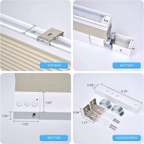 Vista 5 de THIRDREALITY ZigBee Persiana Inteligente, Cortinas de Ventana Opacas Motorizadas con Control Remoto, Persianas de Panal Inalámbricas, Ajuste