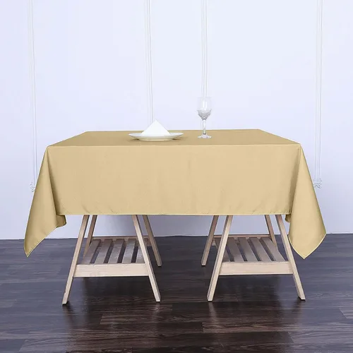 Vista 50 de Efavormart - Mantel cuadrado de lino de poliéster sin costuras, 54 x 54 pulgadas, color beige, para banquetes de boda, fiesta, restaurante