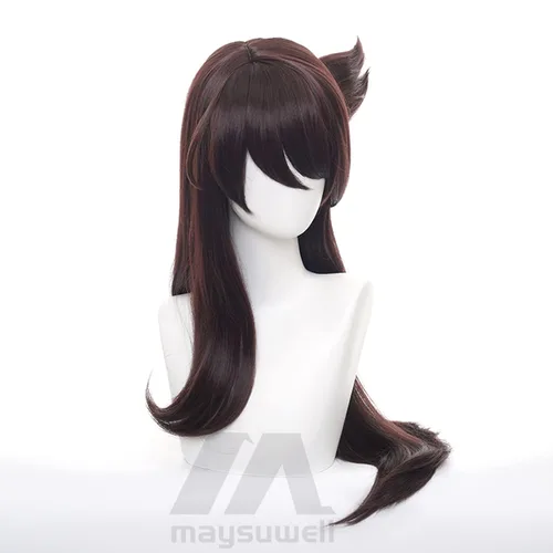 Vista 3 de Peluca de cosplay de anime marrón y negro, peluca de pelo largo para Comic Con, espectáculo de cosplay, Halloween