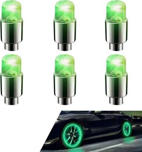 Vista 10 de 4 PCS Luces LED para Tapas de Vástago de Válvula de Neumático, Flash Giratorio con Visibilidad de 360 Grados, Luces de Rueda Impermeables para Azul