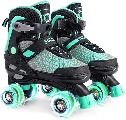 Vista 10 de SULIFEEL Patines para niñas y niños, 4 tallas ajustables con ruedas iluminadas, patines seguros y divertidos para niños, mejor regalo