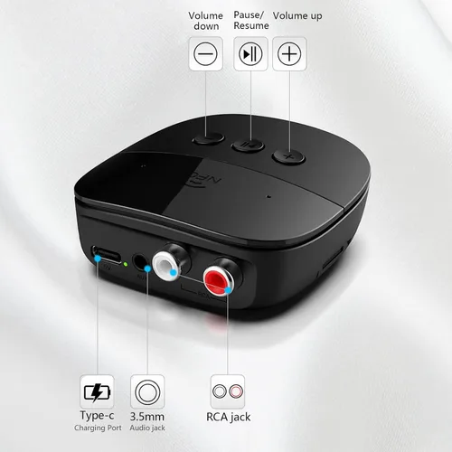 Vista 2 de eppfun Receptor Bluetooth 5.2, adaptador de audio Bluetooth con NFC, USB, ranura para tarjeta TF, AUX/RCA de 0.138 in para sistema estéreo
