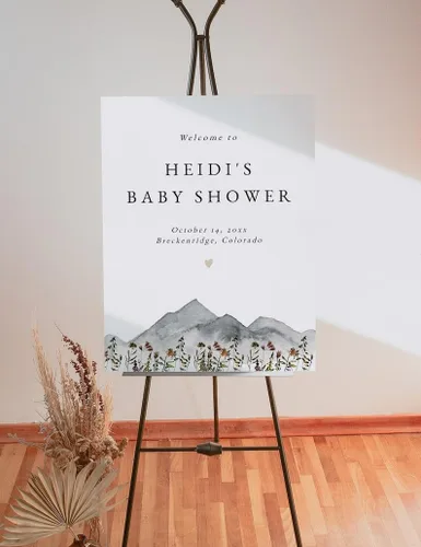 Vista 4 de Letrero de bienvenida personalizado con texto en inglés «Oh Baby Show» – Cartel de bienvenida de corona para baby shower – Póster de corona de baby