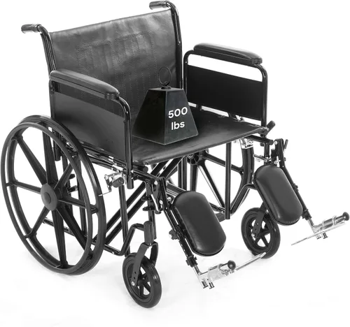 Vista 11 de Silla de ruedas bariátrica de servicio pesado para adultos - Negro - Brazos de escritorio removibles y reposapiernas elevados - Altura estándar