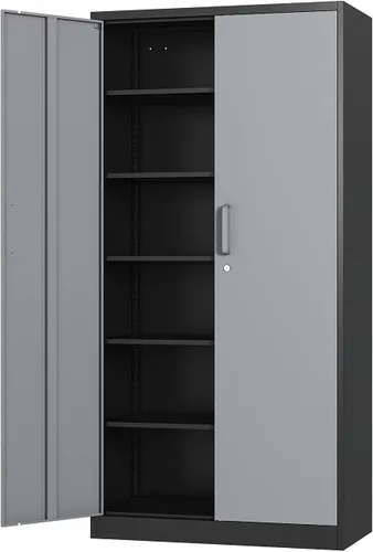 Vista 9 de Fesbos Armario de almacenamiento de metal, archivadores de acero de 36 pulgadas de alto con puertas con cerradura y estantes ajustables, gabinete