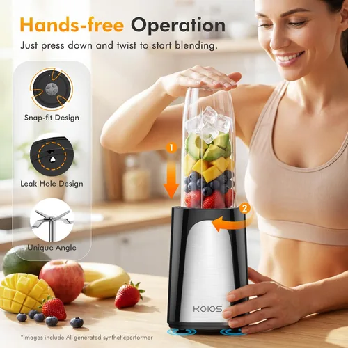 Vista 3 de KOIOS Personal Blender BL319B + HMB310N 1000W15Pcs Smoothie Blender Set