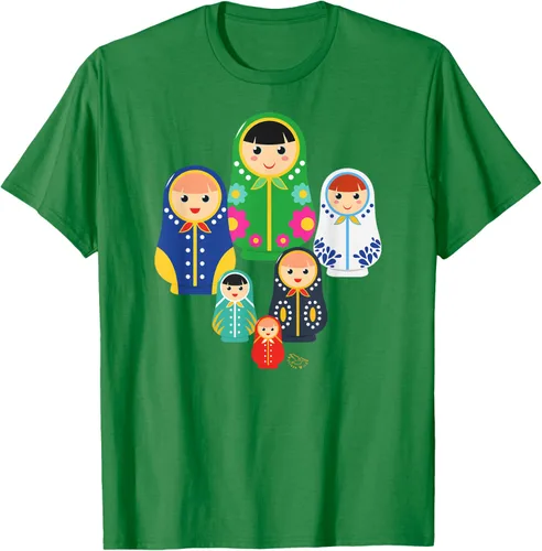 Vista 3 de Matryoshka Russian Nesting Dolls, Rusia - Camiseta de regalo, Azul / Patchwork, S