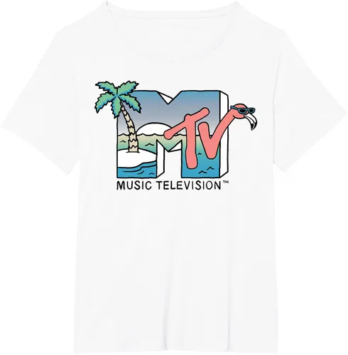Vista 22 de MTV Camiseta con logotipo de flamenco de Beach Island Blanco