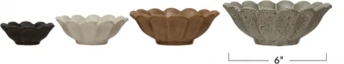 Vista 2 de Creative Co-Op Cuencos de gres para flores, 6" L x 6" A x 3" Al, multicolor