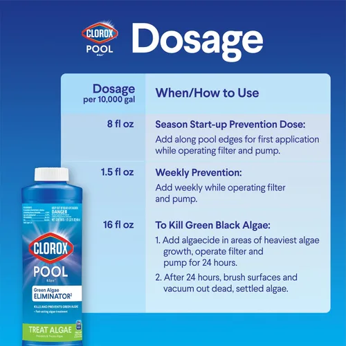 Vista 8 de Clorox® Pool&Spa™ Alguicida para piscina, previene y trata algas de piscina, sin espuma, 1 cuarto de galón (paquete de 1)