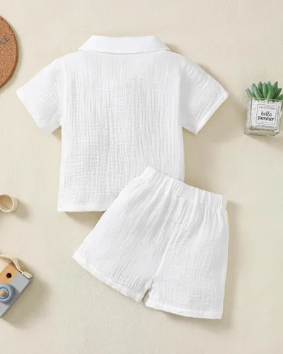 Vista 55 de Conjunto de ropa de verano para bebé y niño, camiseta de manga corta de algodón, pantalones cortos de dinosaurios, conjunto de ropa para niño