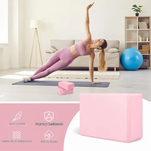 Vista 5 de Yoga Blocks, Non Slip Yoga Bricks, Portable & Lightweight Paquete de 2 rosas: 9 x 6 x 3 pulgadas