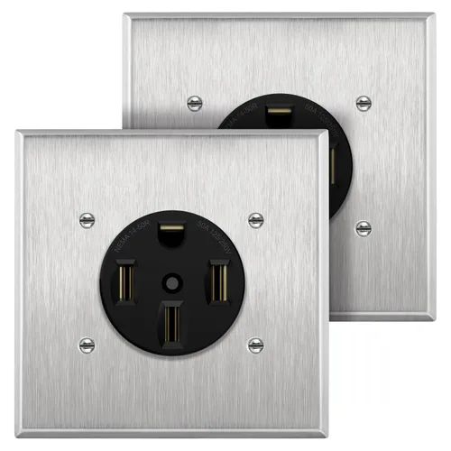 Vista 16 de ENERLITES 50A RV Power Outlet Box, NEMA 14-50R, Black Negro
