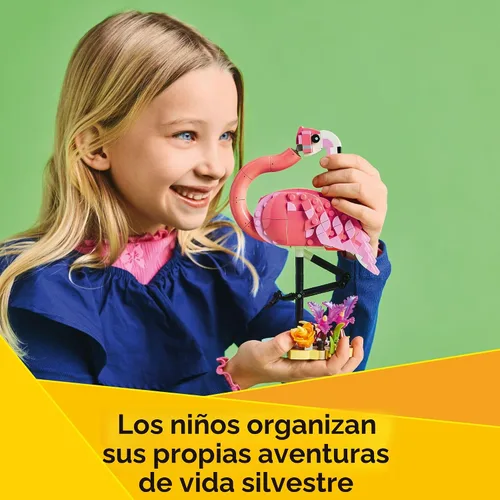 Vista 4 de LEGO Creator 3 en 1 Animales Salvajes: Juguete de Construcción de Animales de Flamenco Rosa - Juego con 3 Opciones de Construcción, Flamenco Rosa