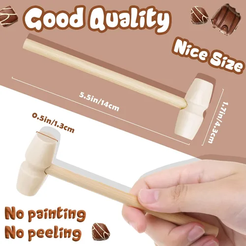 Vista 3 de Caffox Mini martillos de madera para chocolate, 30 mazos de madera pequeños para corazón de chocolate rompible, manualidades y accesorios de juego