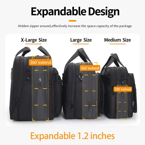 Vista 4 de Maletines grandes para hombres bolsa de lona de 15.6 pulgadas 17 pulgadas 19 pulgadas portátil caso trabajo bolsas oficina mensajero